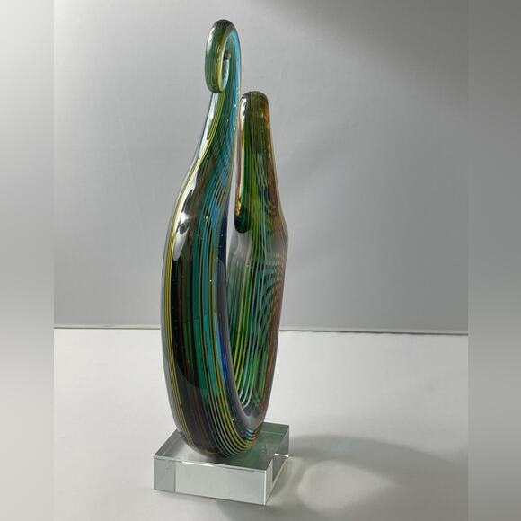 Art Glass Swirl Sculpture 9"‎ Tall Rainbow - Picture 7 of 15